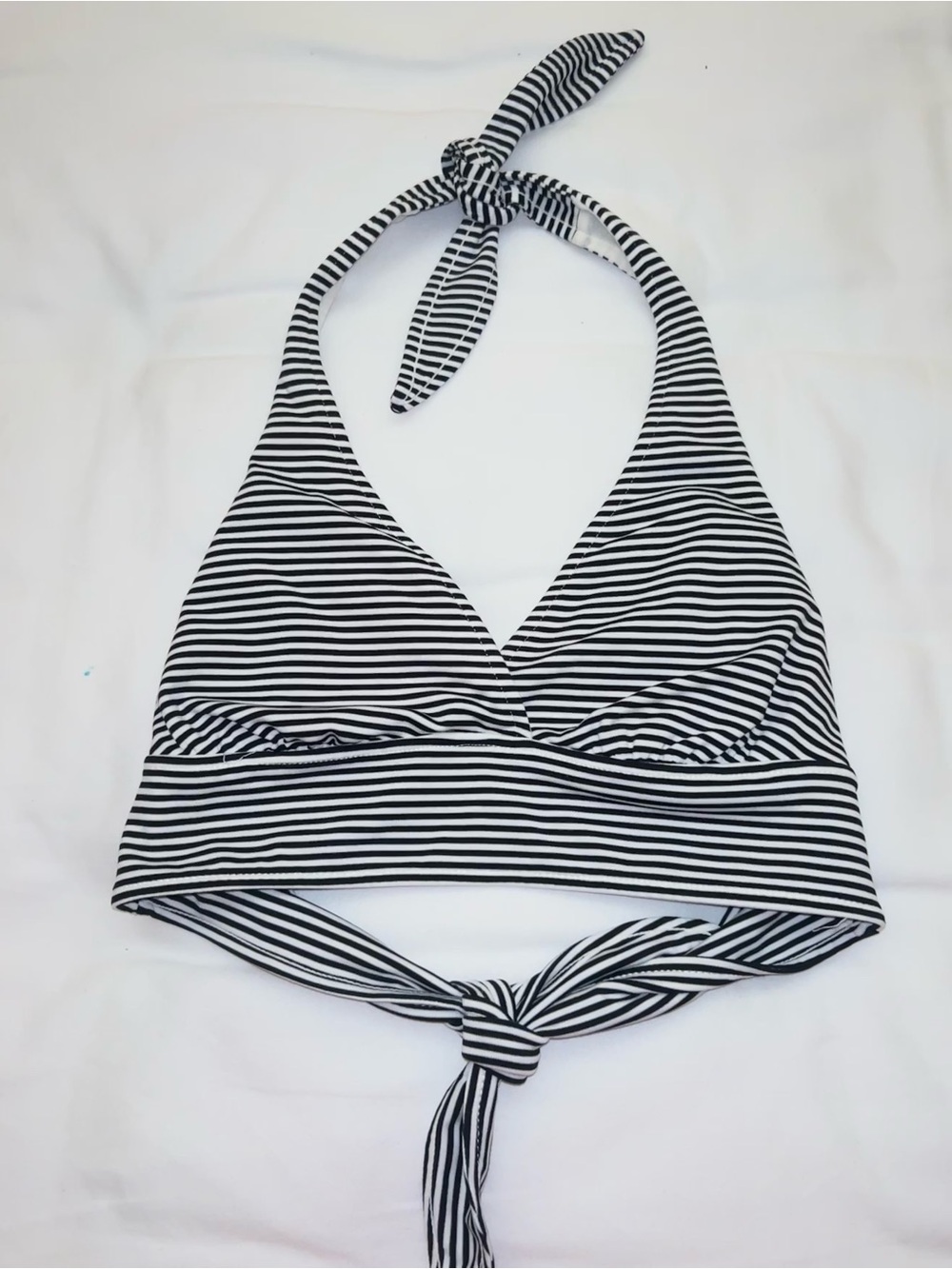 Anne Cole Black & White Striped Bikini Top